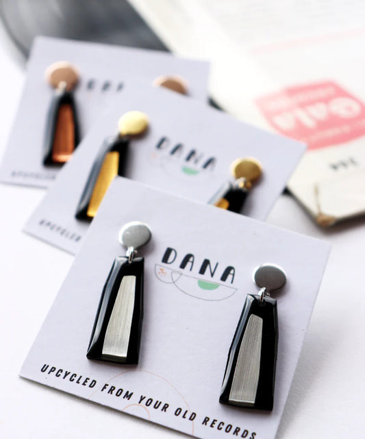 Ella Small Earrings in Black & Silver