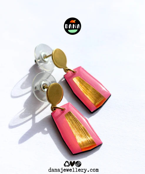 ELLA Small Earrings in Candy Pink & Gold