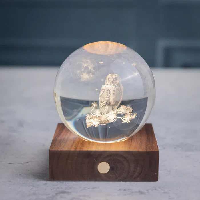 Amber Crystal Light Owl Moon
