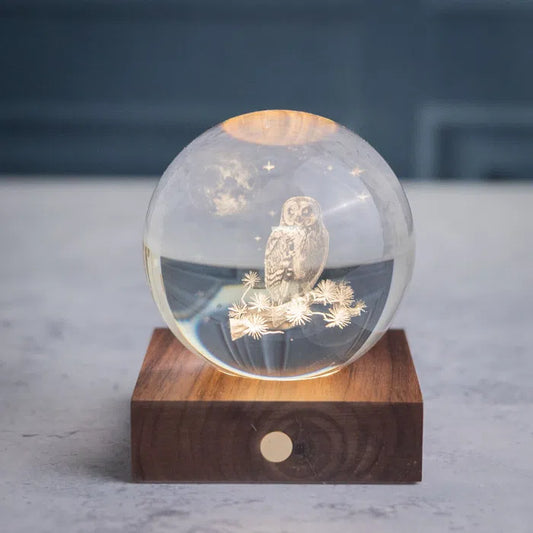 Amber Crystal Light Owl Moon