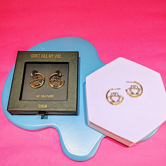 HAVE MY HEART CLADDAGH GOLD PLATED HOOP EARRINGS (FROM DON'T KILL MY VIBE)