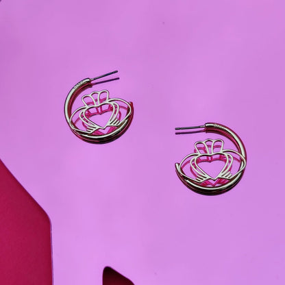 "Have My Heart" Claddagh Sterling Silver Plated Hoop Earrings