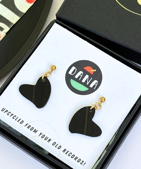 HEART Earrings in Black Vinyl