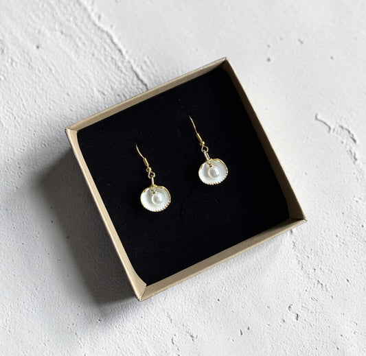 Small Cockle Shell & Pearl Earring