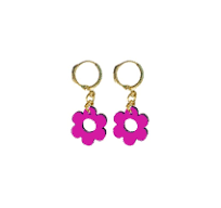 Daisy Mini Hoops in Hot Pink