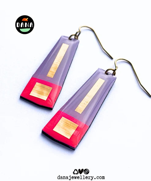 LEXI Earrings in Neon Pink, Lilac & Gold