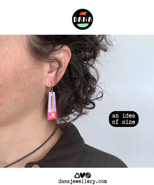 LEXI Earrings in Neon Pink, Lilac & Gold