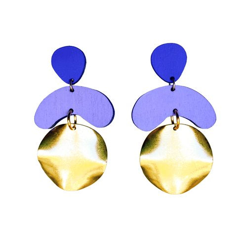 Megadrop Earrings in Cobalt Blue & Lilac