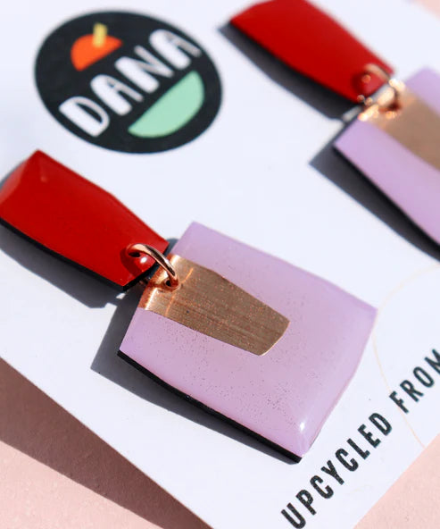 Patsy No.1 Earrings - Red, Lilac & Copper