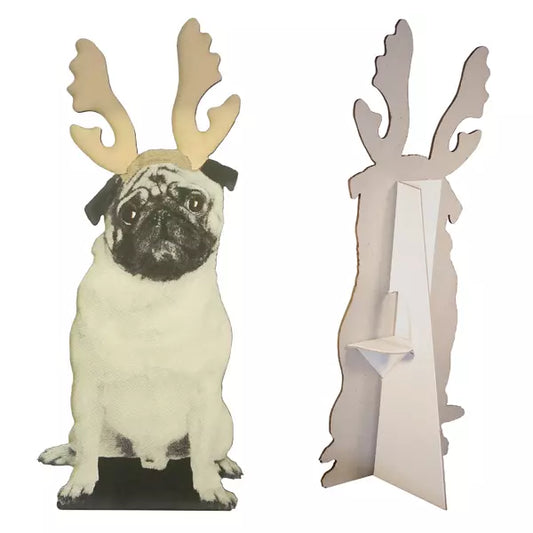 Flat Pet Pug with Antlers
