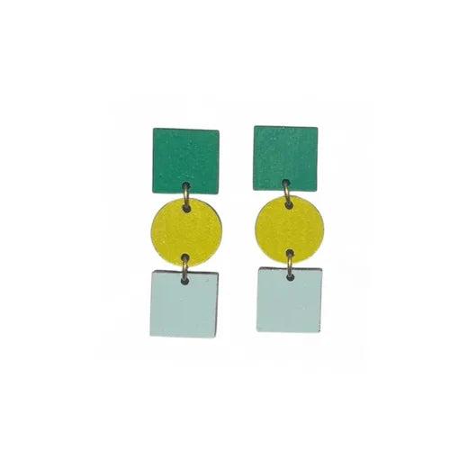 Ruth Earrings in Emerald, Moss and Minty Grey