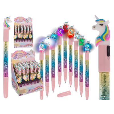 Unicorn Pen with Glitter and LED