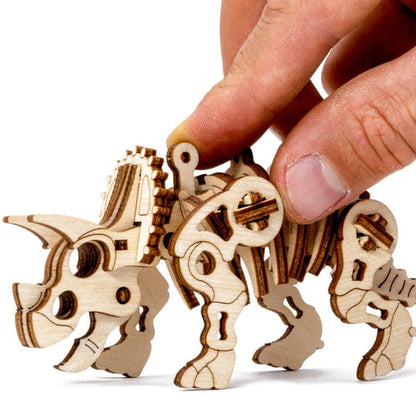 Wooden Mechanical Dino Model - Triceratops, age 8+ SHRINKWRAPPED