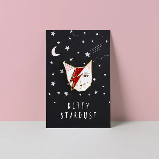 Kitty Stardust Cat Musician Pin