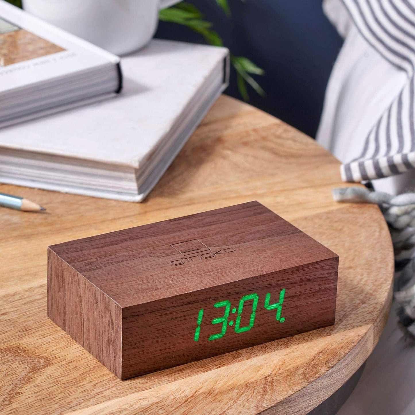 Alarm Clock, Wood, Walnut