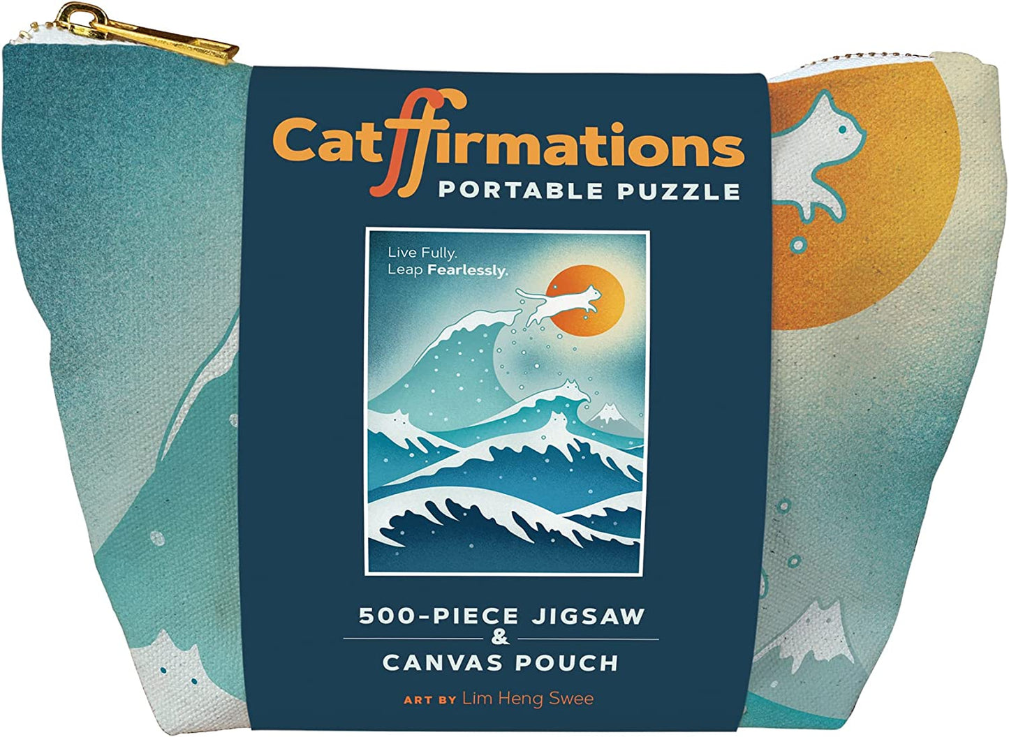 Catffirmations Portable Puzzle: 500-piece Jigsaw & Canvas Pouch