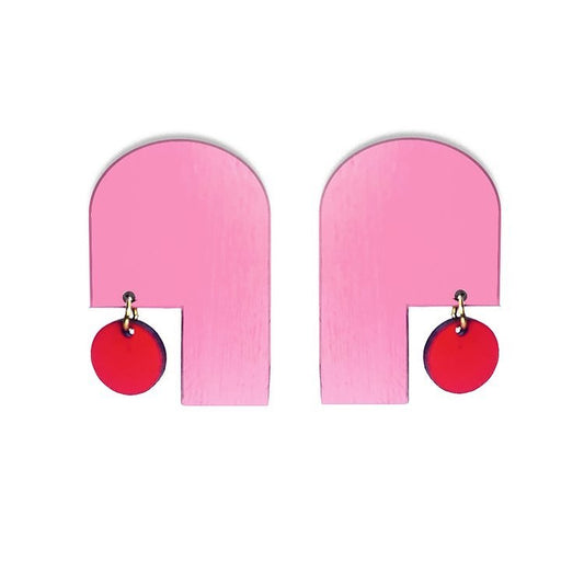 Arc Drop Earrings Pink/Red