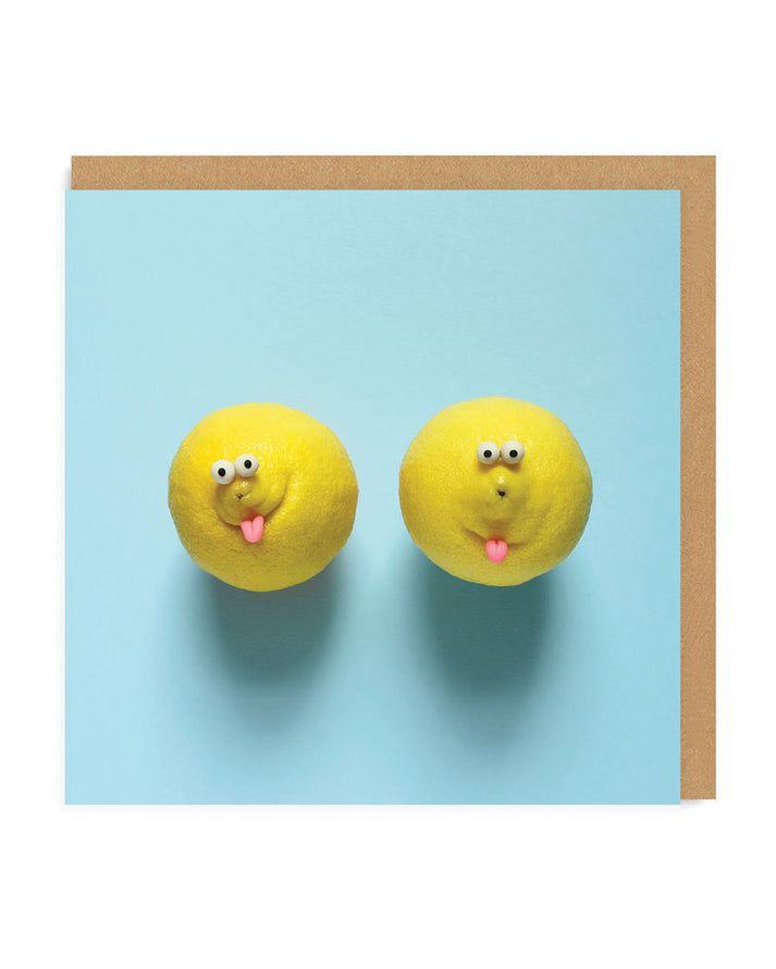 Lemon Faces Square Greeting Card
