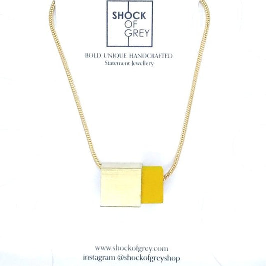 Box Cube Necklace in Yellow