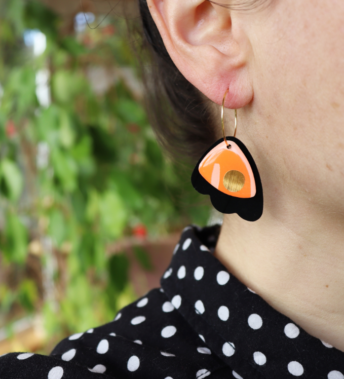 Froufrou Earrings Orange and Gold Small