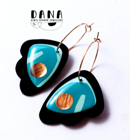 Froufrou Earrings in Teal and Copper Small