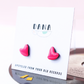 Heart Studs Hot Pink