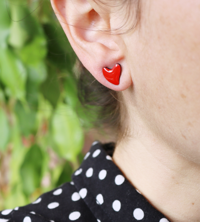 Heart Studs Red