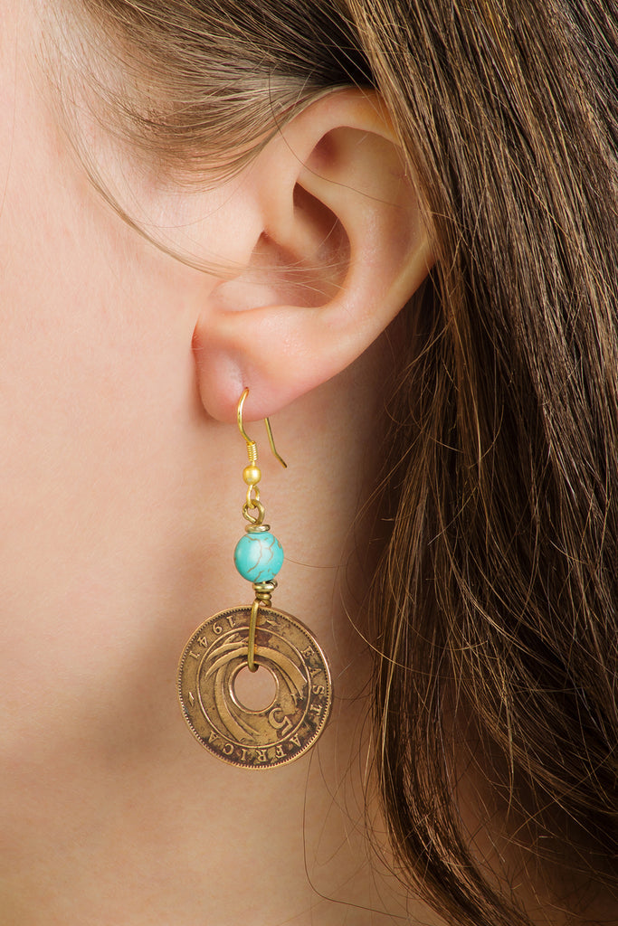 Handmade African Vintage Coin Earrings