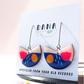 Pacman Earrings Blue, Pink and Yellow