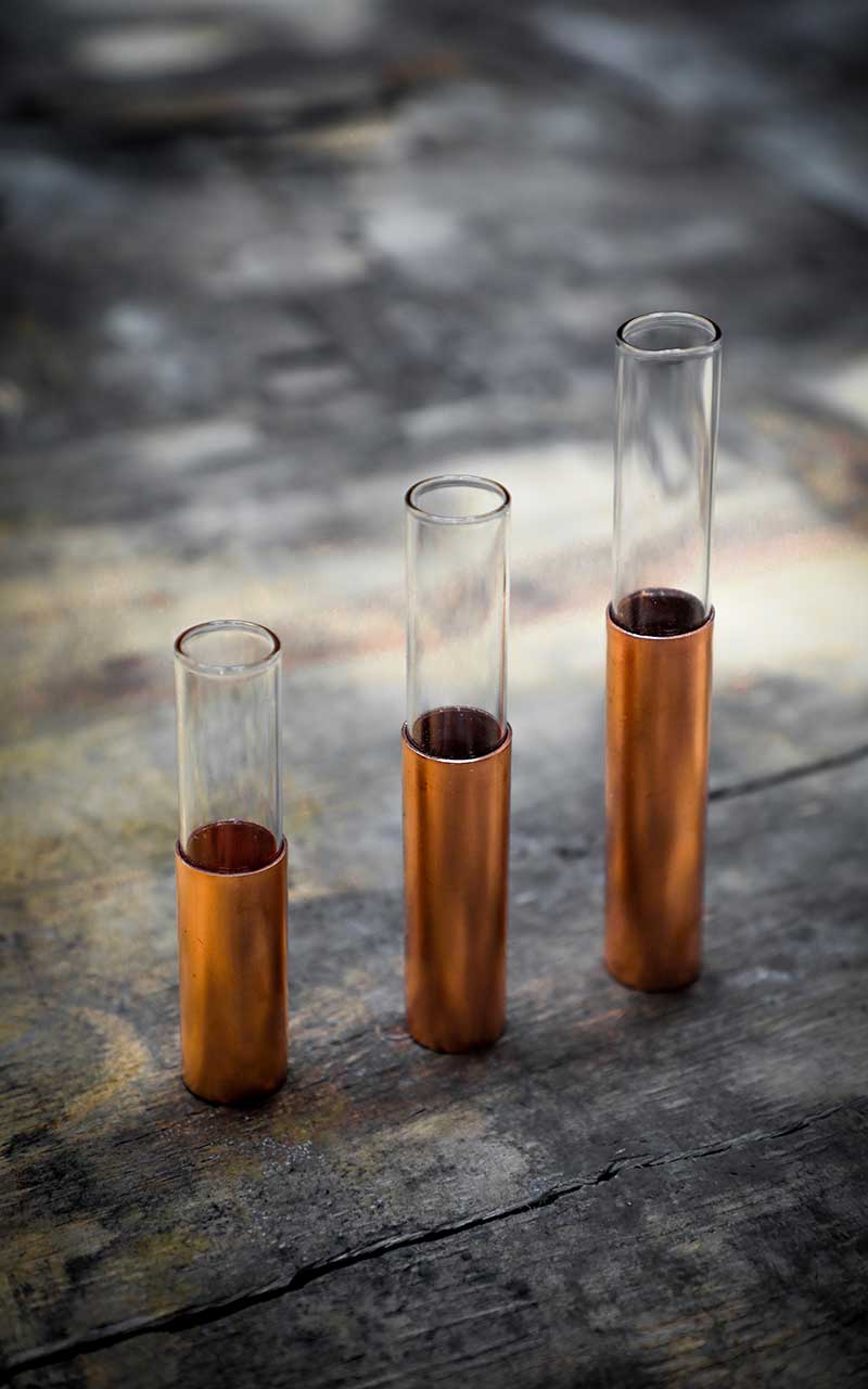 PLAIN COPPER PIPE FLOWER BUD VASE SET OF 3